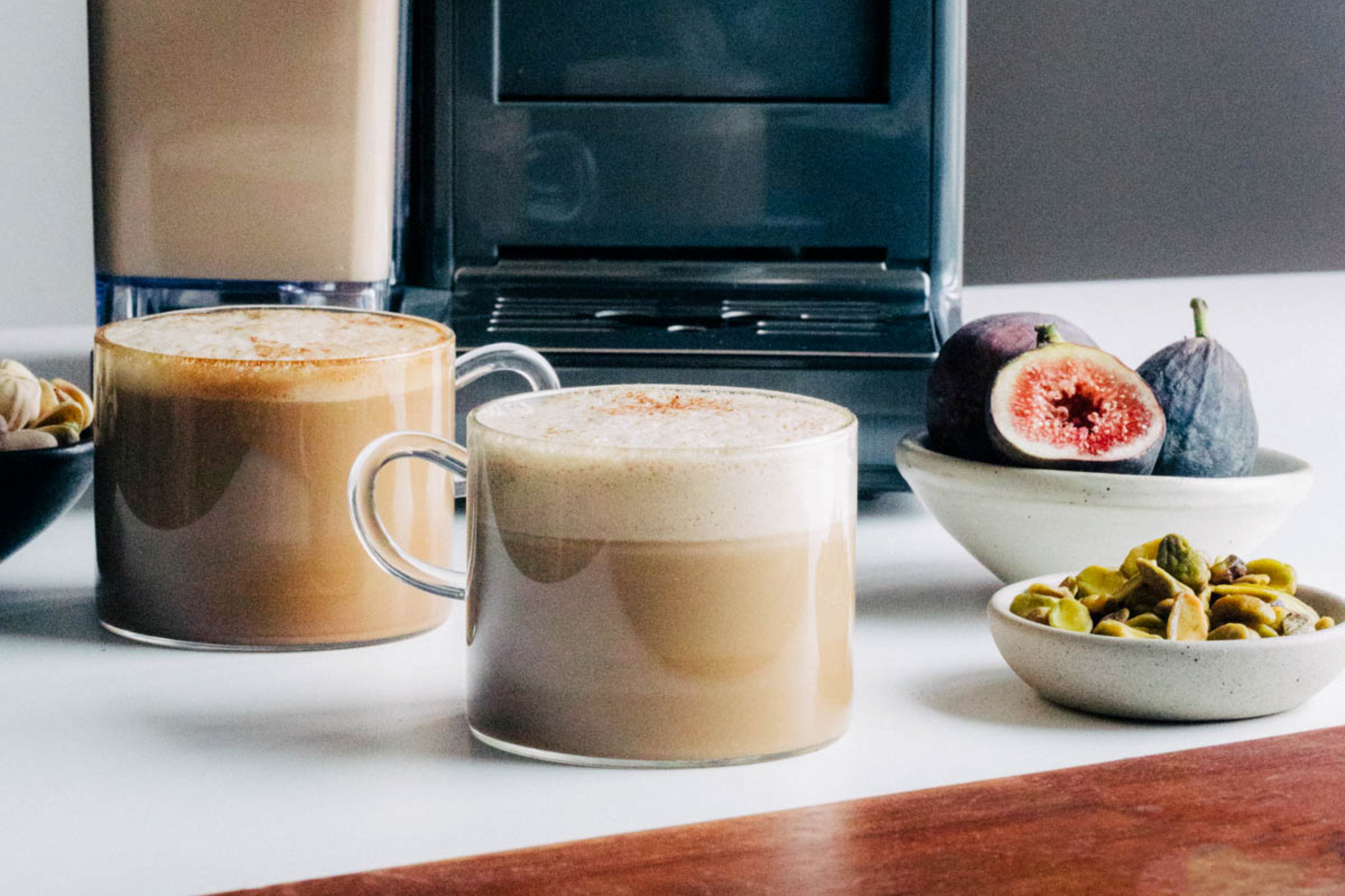 Spiced Pistachio Milk Latte with Cardamom-Fig Syrup